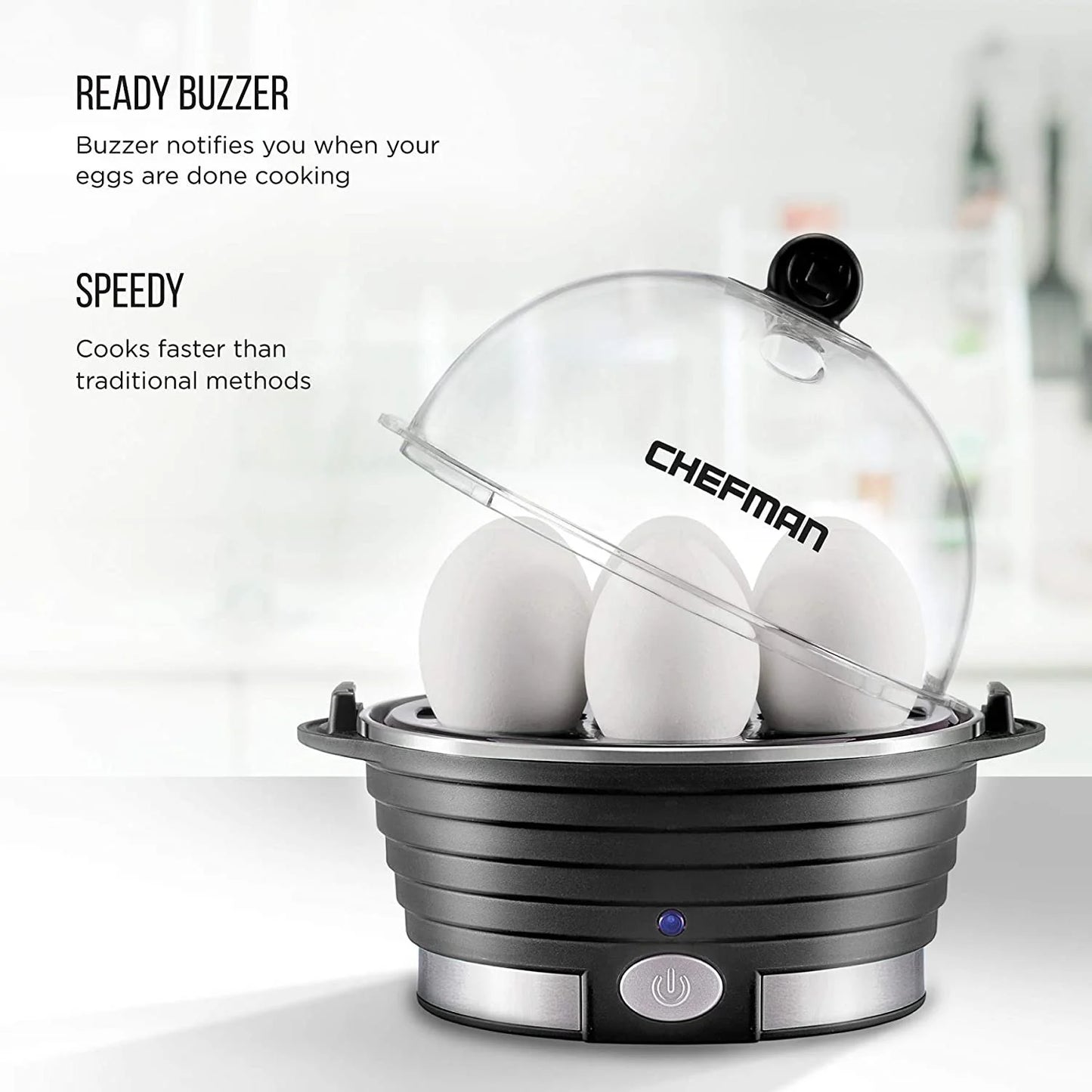 Rapid Egg Cooker, 6 Egg Capacity W/ Removable Poaching/Omelette Tray - Black, New