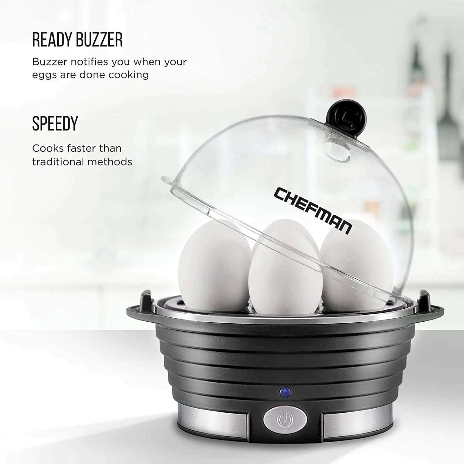 Rapid Egg Cooker, 6 Egg Capacity W/ Removable Poaching/Omelette Tray - Black, New