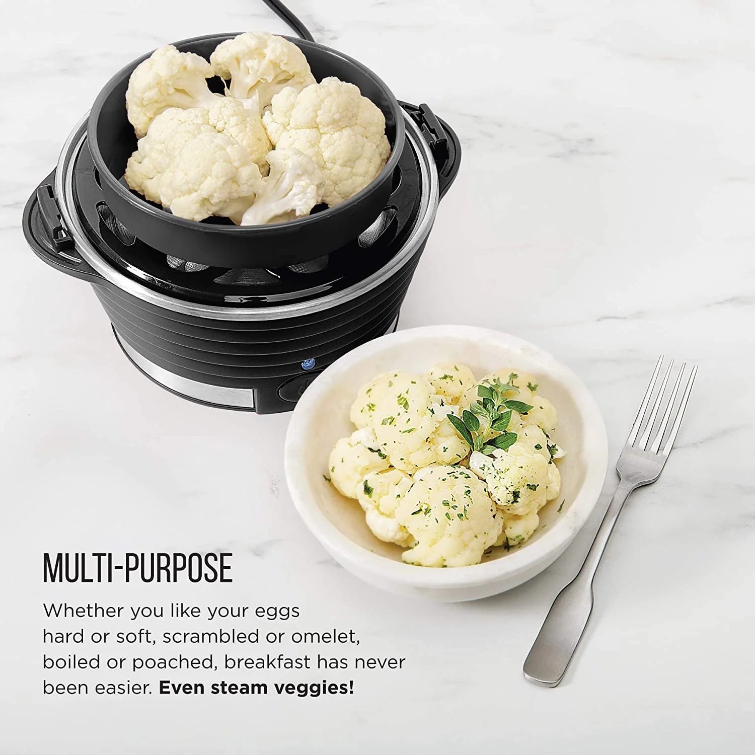 Rapid Egg Cooker, 6 Egg Capacity W/ Removable Poaching/Omelette Tray - Black, New